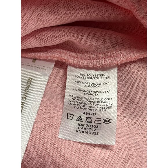 Loft Pink White Textured A-Line Skirt XXS Pockets Elastic Waist Knee Lenth New - Picture 4 of 5